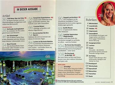 Reader's Digest CH Inhaltsverzeichnis