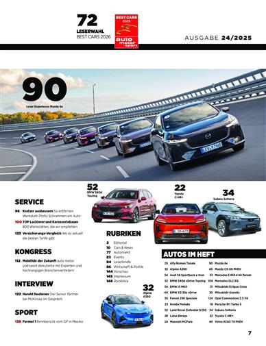 auto motor und sport Inhaltsverzeichnis