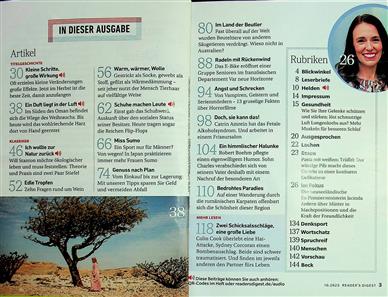 Reader's Digest Inhaltsverzeichnis