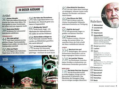 Reader's Digest Inhaltsverzeichnis
