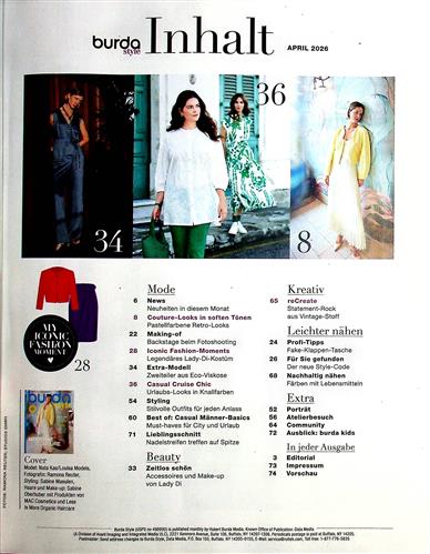 Burda Style Inhaltsverzeichnis