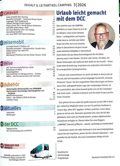 Camping Inhaltsverzeichnis