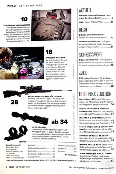Deutsches Waffen Journal Inhaltsverzeichnis