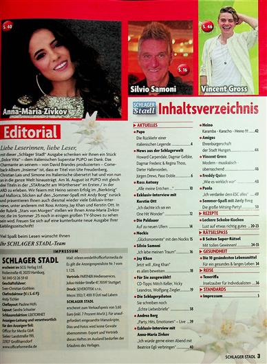 Schlager Stadl Inhaltsverzeichnis