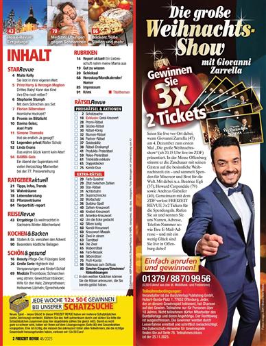 Freizeit Revue Inhaltsverzeichnis