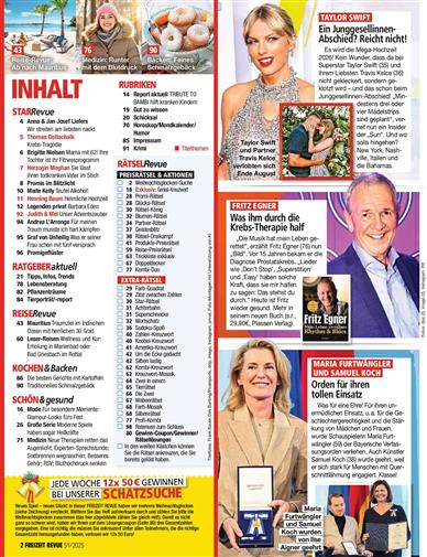Freizeit Revue Inhaltsverzeichnis