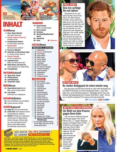 Freizeit Revue Inhaltsverzeichnis