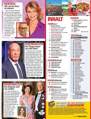 Freizeit Revue Inhaltsverzeichnis