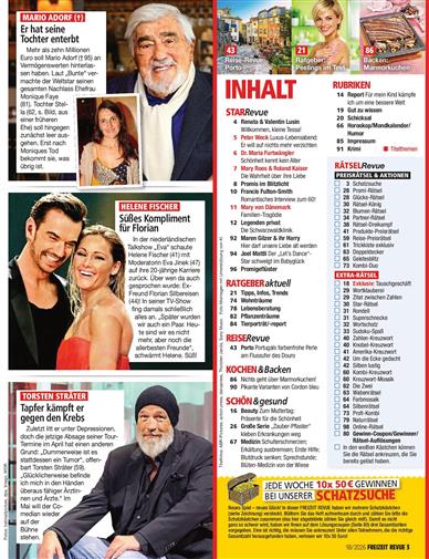 Freizeit Revue Inhaltsverzeichnis