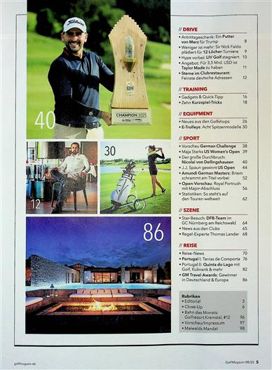 Golf Magazin Inhaltsverzeichnis