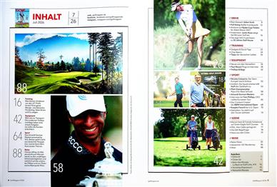 Golf Magazin Inhaltsverzeichnis