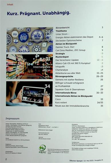Effecten-Spiegel Inhaltsverzeichnis