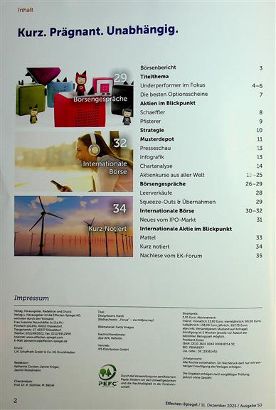 Effecten-Spiegel Inhaltsverzeichnis