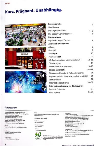 Effecten-Spiegel Inhaltsverzeichnis