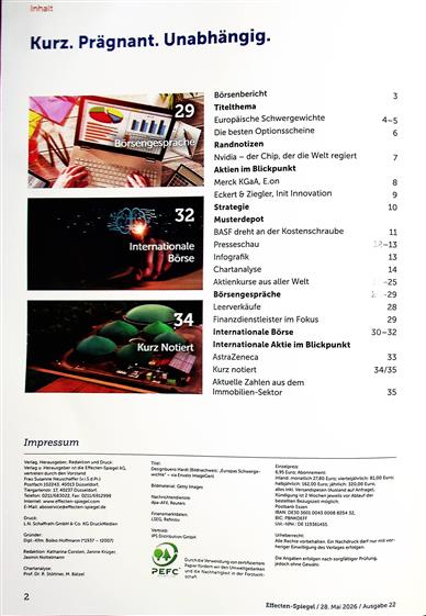 Effecten-Spiegel Inhaltsverzeichnis