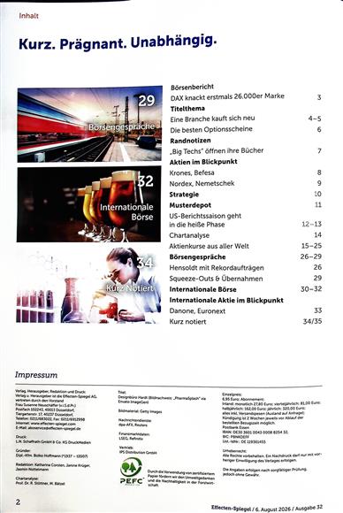 Effecten-Spiegel Inhaltsverzeichnis