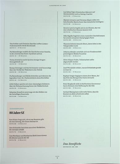Süddeutsche Zeitung Langstrecke Inhaltsverzeichnis