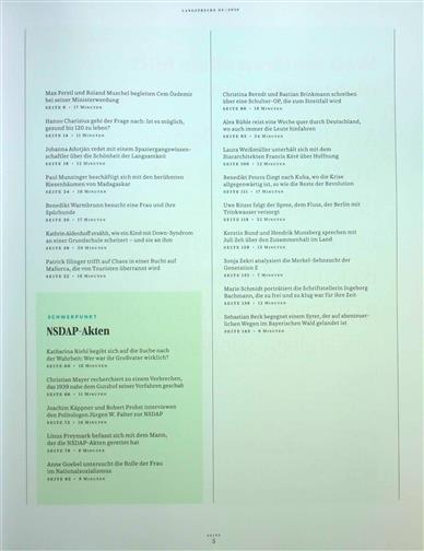 Süddeutsche Zeitung Langstrecke Inhaltsverzeichnis