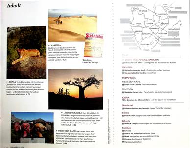 Süd-Afrika Magazin Inhaltsverzeichnis