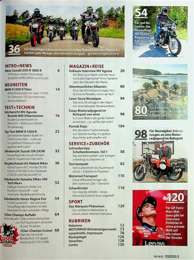 Motorrad Inhaltsverzeichnis