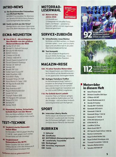 Motorrad Inhaltsverzeichnis