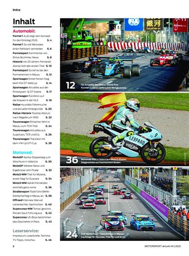 Motorsport Aktuell Inhaltsverzeichnis