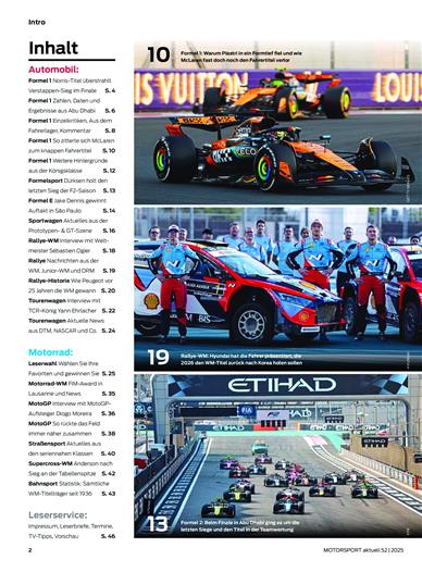 Motorsport Aktuell Inhaltsverzeichnis