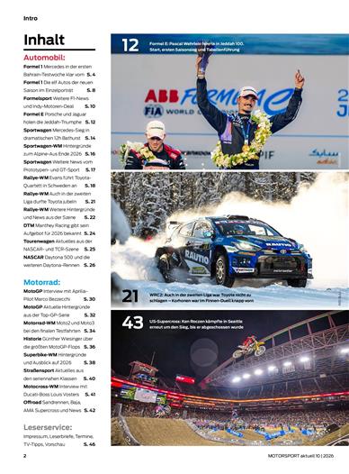 Motorsport Aktuell Inhaltsverzeichnis