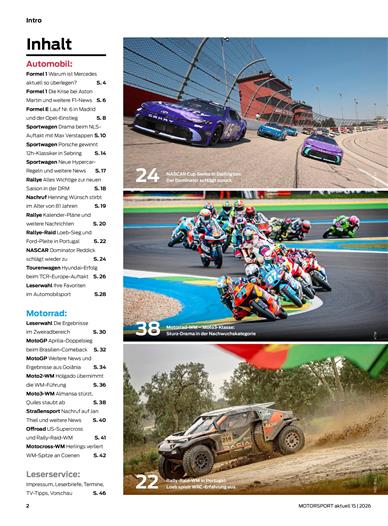 Motorsport Aktuell Inhaltsverzeichnis