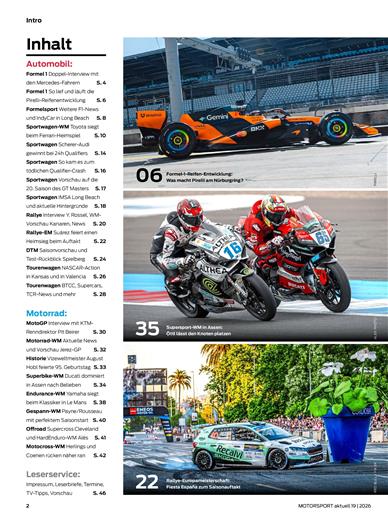 Motorsport Aktuell Inhaltsverzeichnis