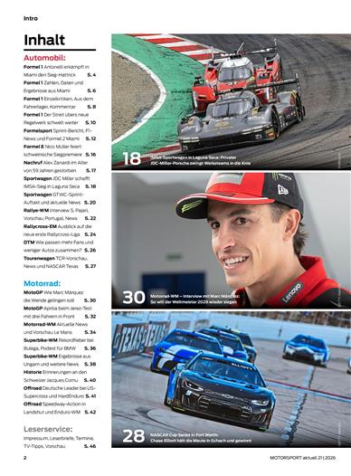 Motorsport Aktuell Inhaltsverzeichnis