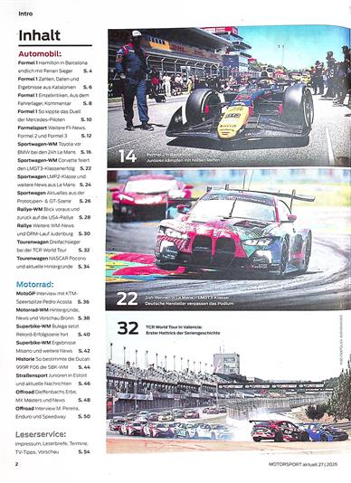 Motorsport Aktuell Inhaltsverzeichnis