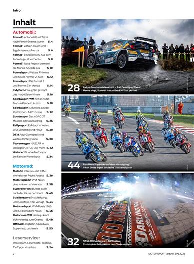 Motorsport Aktuell Inhaltsverzeichnis