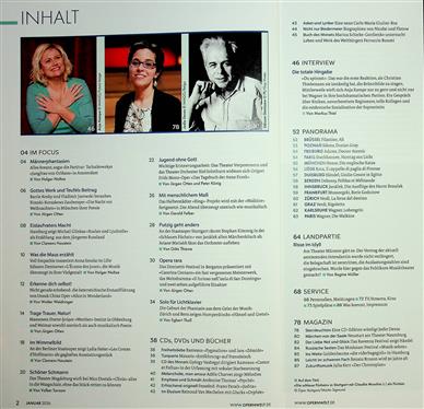 Opernwelt Inhaltsverzeichnis