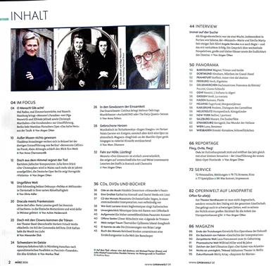 Opernwelt Inhaltsverzeichnis