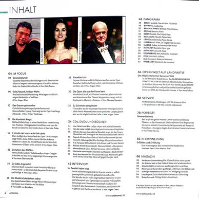 Opernwelt Inhaltsverzeichnis