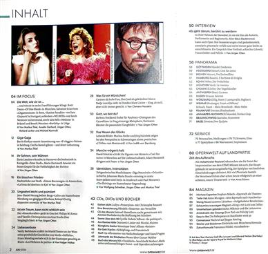 Opernwelt Inhaltsverzeichnis
