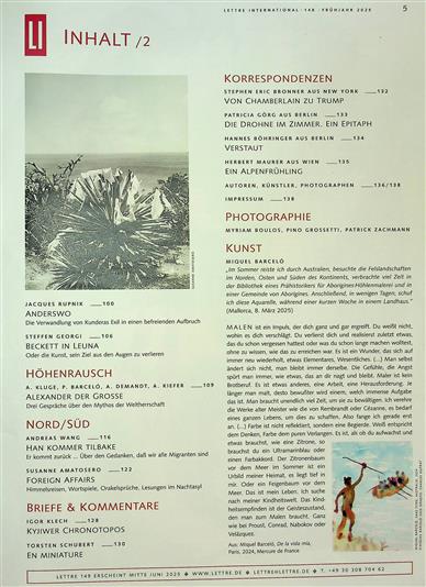 Lettre International Inhaltsverzeichnis