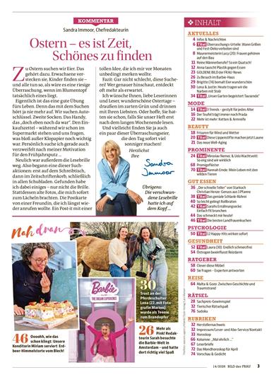 Bild der Frau Inhaltsverzeichnis