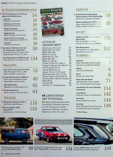 Motor Klassik Inhaltsverzeichnis