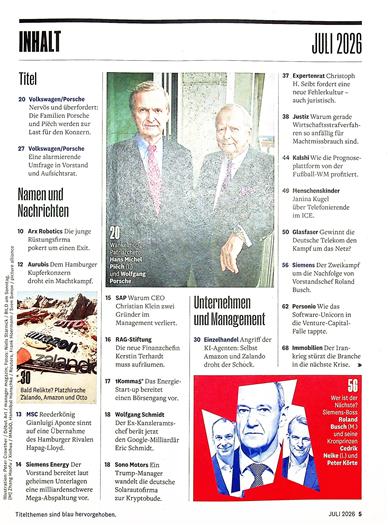 Manager Magazin Inhaltsverzeichnis