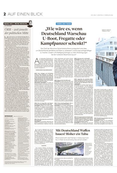 Die Welt (Mo-Fr) Inhaltsverzeichnis