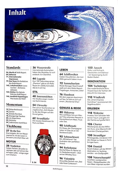 Robb Report Inhaltsverzeichnis