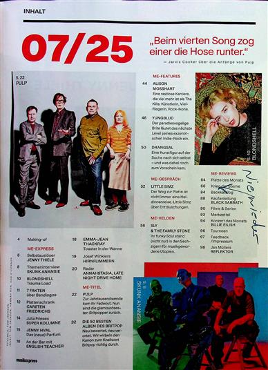 Musikexpress Inhaltsverzeichnis