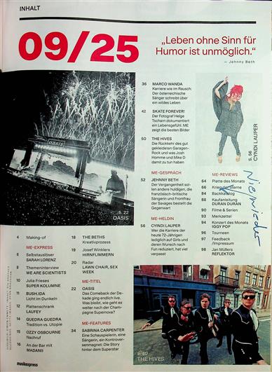 Musikexpress Inhaltsverzeichnis