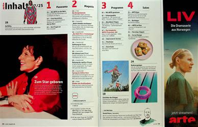 Arte Magazin Inhaltsverzeichnis