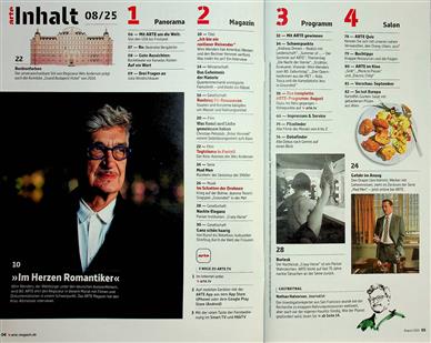 Arte Magazin Inhaltsverzeichnis