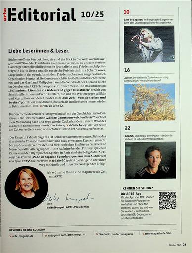 Arte Magazin Inhaltsverzeichnis