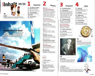 Arte Magazin Inhaltsverzeichnis