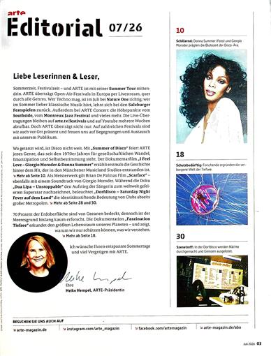 Arte Magazin Inhaltsverzeichnis